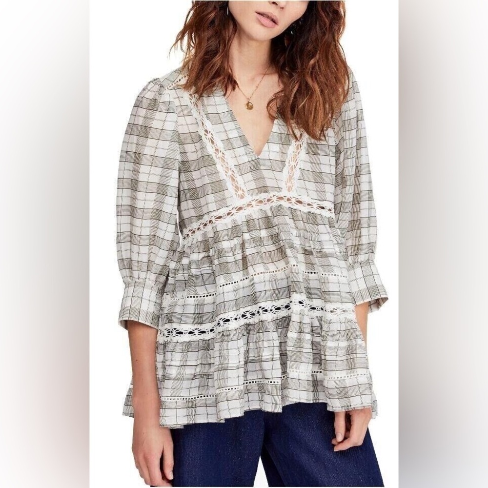 Plaid Dress with Lace Details